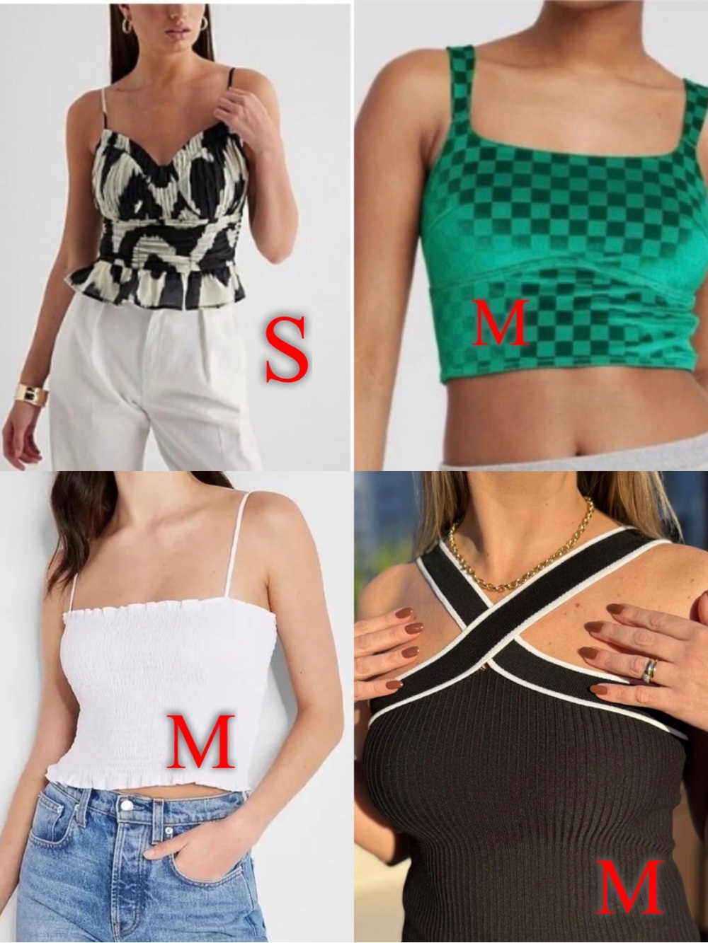 Black & Ivory Patterned Peplum Cami Top - Unbranded
